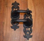 Gothic Style Door Handles without Key Hole Black in Black Cast Iron (Saxon)